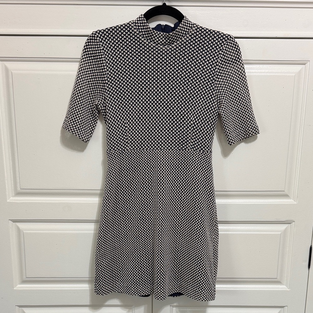 Zara Navy and White Women's high neck mini Dress